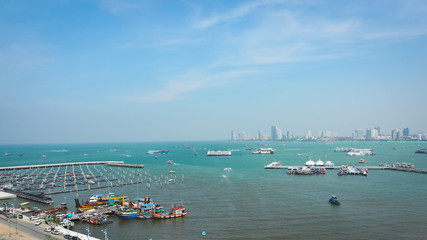 View of Pattaya city from the high tourist city of Thailand.