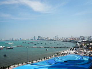 View of Pattaya city from the high tourist city of Thailand.