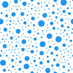 Geometric seamless pattern of circles. Blue circles on a white background. Vector illustration