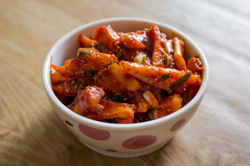 Korean Food - seasoned with  red pepper paste on deodeok