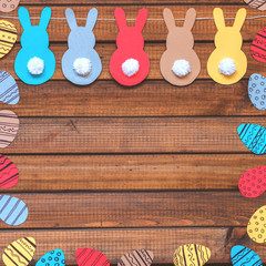 Easter concept with applications of colored paper, copy space