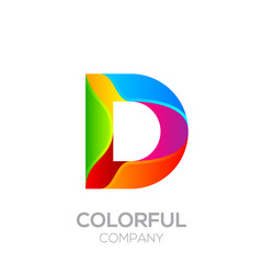 Letter D logotype made of stripes with Glossy colorful and gradient, Rainbow Vibrant Colors for your Corporate identity vector design template