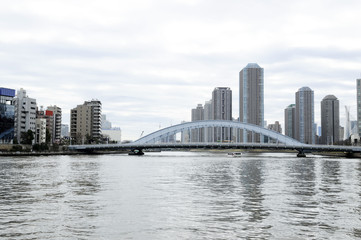 Fototapeta premium Sceneria mostu Eidai na rzece Sumida