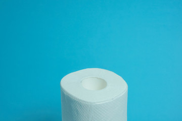 Daily necessities, Toilet paper. copy space, blue background.　日用品　トイレットペーパー　青色背景