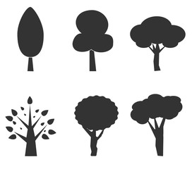 tree icon on white background. tree silhouette icons set. flat style. tree sign. forest, park vector icons.