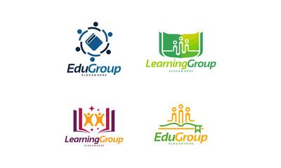 Set of Education Group logo designs concept vector, Learning Group logo template vector illustration