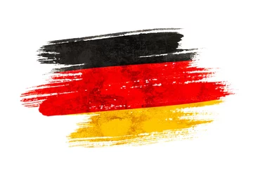 Fotobehang Art brush watercolor painting of Germany flag blown in the wind isolated on white background. © elen31
