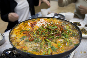 Korean food Spicy Fish and seafood Stew