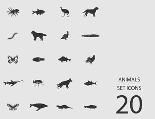 Animals set of flat icons. Vector illustration