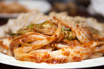 Bossam, boiled pork eaten with Kimchi