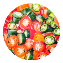  Vinegar with chili sliced isolated 