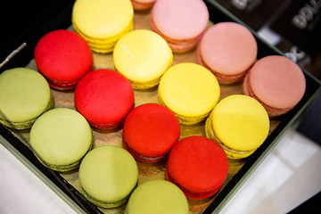box with macaroons in the store