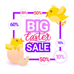 Big Easter Sale Holiday Greeting Card Poster Discounts Banner Design Vector Illustration
