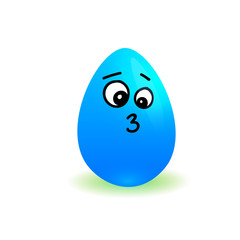Cartoon Blue Easter Egg Cute Smiling Isolated On White Background Vector Illustration