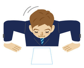 ビジネスマン　お辞儀　ファイル　上半身