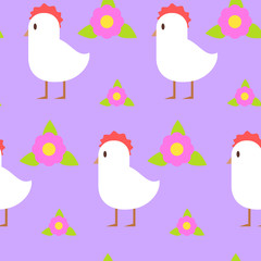 Spring Seamless Pattern Easter Ornament On Purple Background Vector Illustration