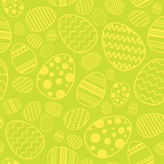 Easter Seamless Pattern With Eggs Decoratione On Yellow Background Vector Illustration