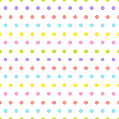 Cute Seamless Pattern With Colorful Dots Ornament On White Background Vector Illustration