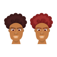 Set of Hipster Men African American Face With Stylish Hairstyle Isolated Icons Flat Vector Illustration