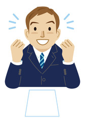 ビジネスマン　握りこぶし　上半身　ファイル