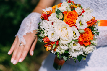 bouquet, flower, wedding, rose, roses, flowers, white, pink, bride, floral, love, bridal, green, beauty, blossom, bunch, decoration, red, marriage, nature, orange, celebration, petal, color, romance