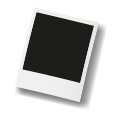 Realistic old photo frame isolated on white background. Template retro photo design. Vector illustration.