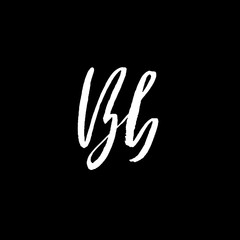 Letter B. Handwritten by dry brush. Rough strokes textured font. Vector illustration. Grunge style elegant alphabet.