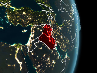 Orbit view of Iraq at night
