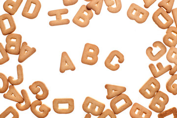 Letters cookies on white background