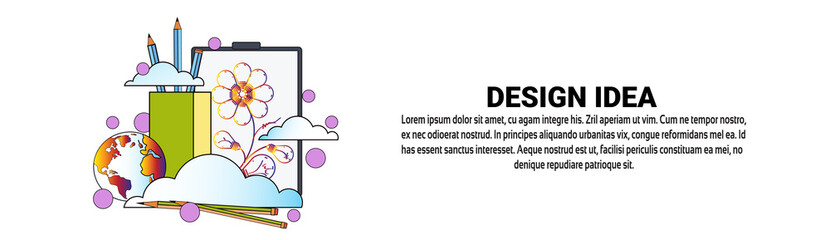 Design Idea Web Development Concept Horizontal Banner With Copy Space Vector Illustration