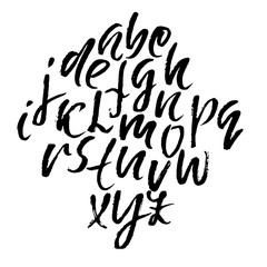 Handdrawn dry brush font. Modern brush lettering. Grunge style alphabet. Vector illustration.