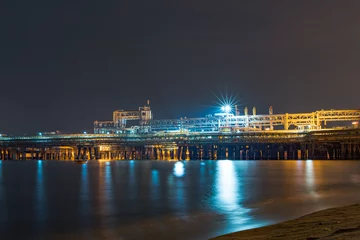 Foto op Plexiglas Oil and gas refinery plant area at twilight © background photo