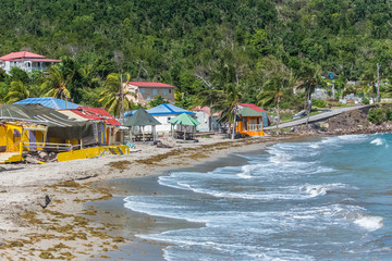 Fototapeta na wymiar Guadeloupe, the Saintes islands, the beach after the cyclone, devastation 