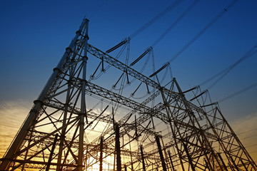 High voltage electric tower line