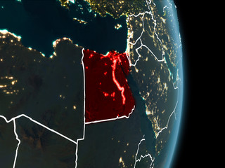 Orbit view of Egypt at night