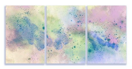 Cover design set, watercolor stains