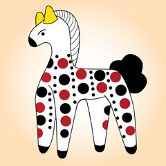 Flat vectorial image of Russian folk toys. The Dymkovo toy is a horse. - 196299202