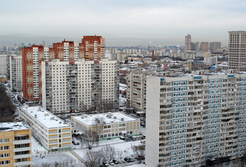 Вид на дома 87-го квартала Хорошёва-Мнёвников в Москве - obrazy, fototapety, plakaty