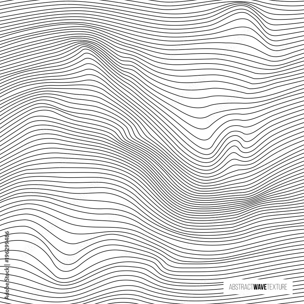 Poster abstract wave texture. vector black line wavy pattern.