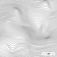 Abstract wave texture. Vector black line wavy pattern.