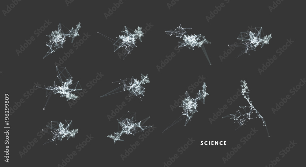 Wall mural 3d connection structure. constellation. futuristic technology style. vector illustration for science