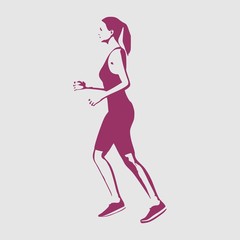 Running woman. Side view silhouette. Sport and recreation