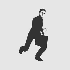 Businessman running with briefcase. Abstract illustration. Modern lifestyle metaphor