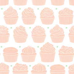 8 styles of cupcake on white background.