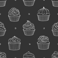 8 styles of cupcakes and star random on gray background.