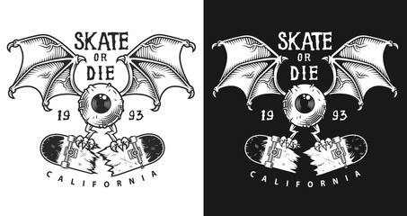 Colour emblem design with skate