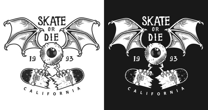 Colour Emblem Design With Skate