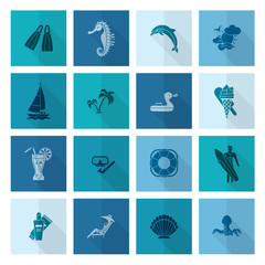 Summer and Beach Simple Flat Icons