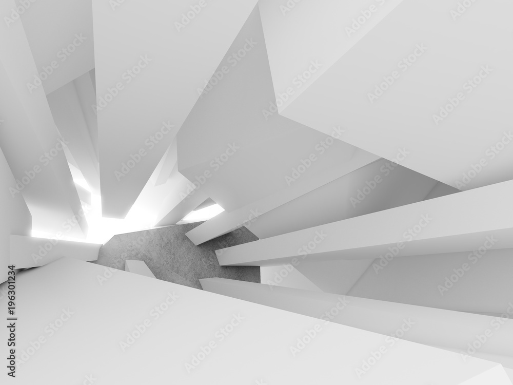 Poster abstract of white architectural space ,concept of future design architecture,3d illustration.