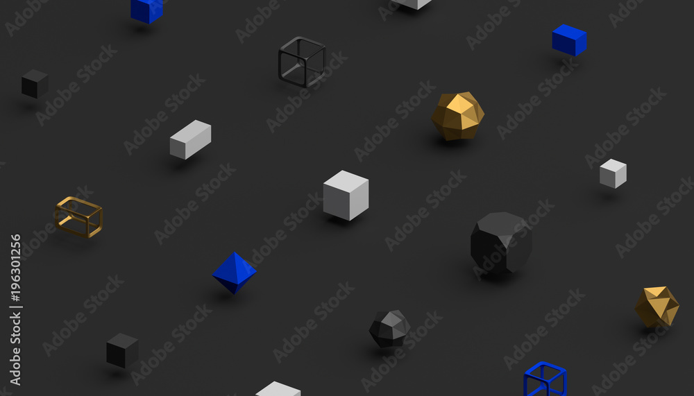 Aufkleber abstract 3d rendering of geometric shapes. computer generated minimalistic background with cubes. mo